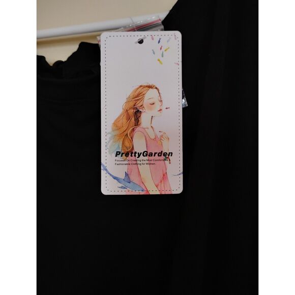 PRETTYGARDEN Women's Short Sleeve Drawstring Jumpsuit Black Size Small - Picture 4 of 4